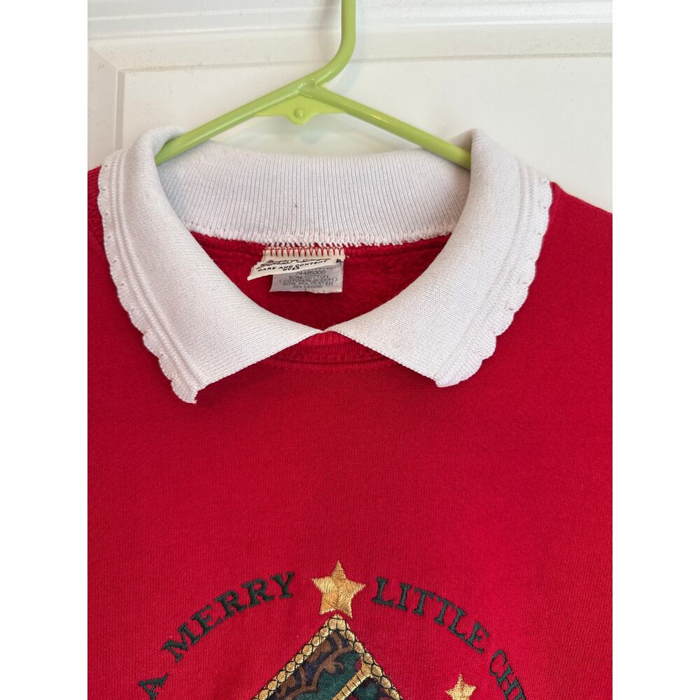 Vintage Oarsman Red Christmas Sweatshirt L Embroidered Holiday Sweater - Picture 3 of 8